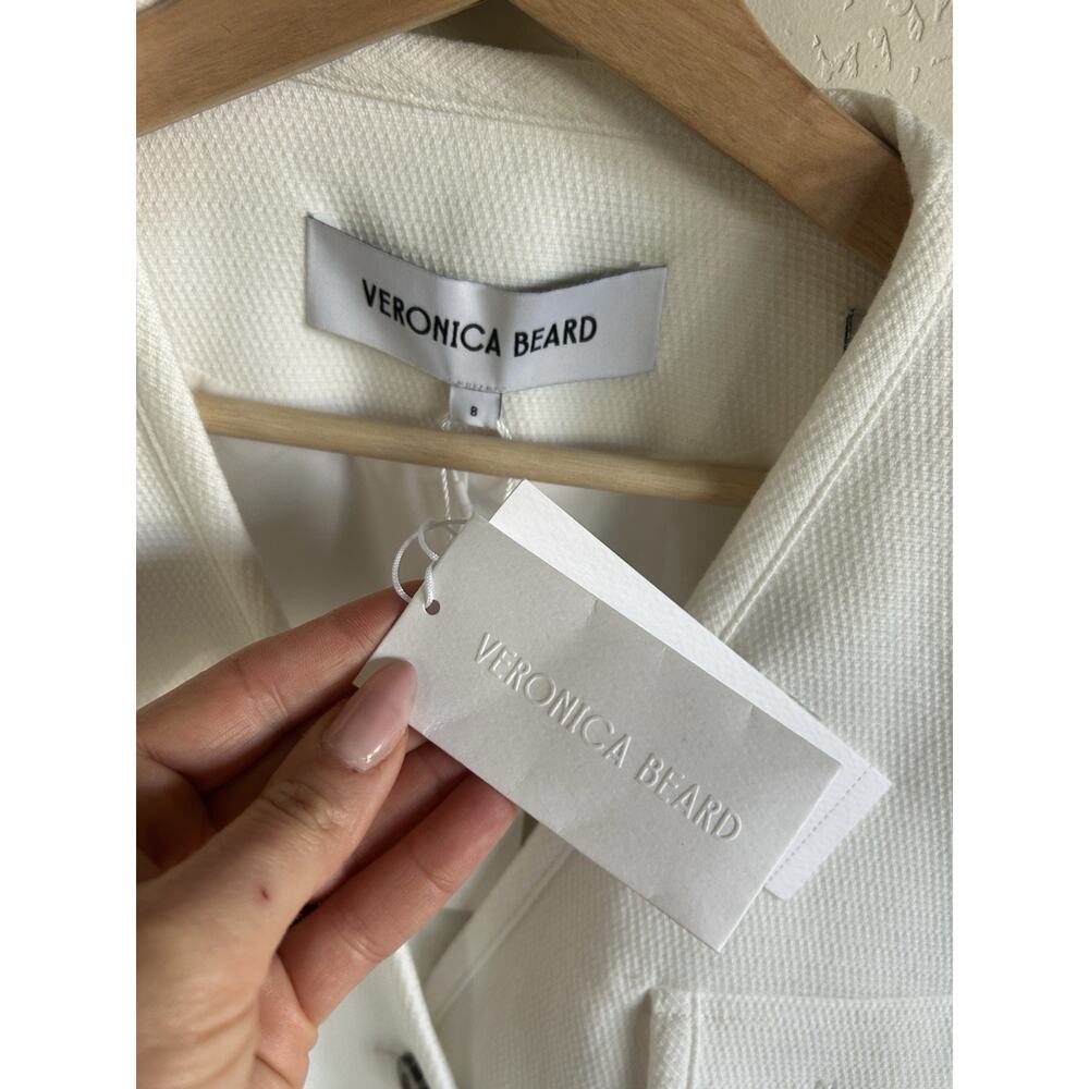 VERONICA BEARD Isola Jacket Women’s 8 Off White Stretch V-Neck Designer Nwt $598 - Picture 3 of 16